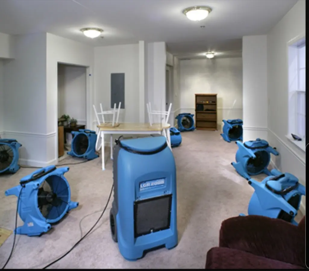 Air movers and dehumidifier setup for Water Extraction & Removal in Wolf Trap